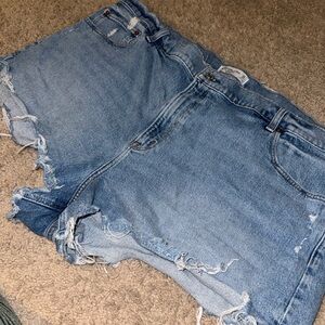 Abercrombie & Fitch Light Blue Distressed Denim Shorts